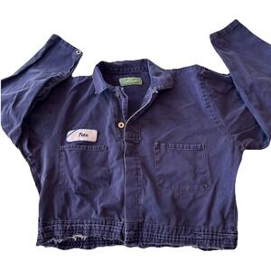 VTG 90s Aramark Coveralls Cropped Button Up Top Workwear Rockabilly gearhead